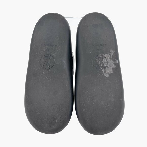 Louis Vuitton Sunbath Mule Slide Sandals Black Rubber Size 38 US 8 Women LV Logo - Picture 13 of 15
